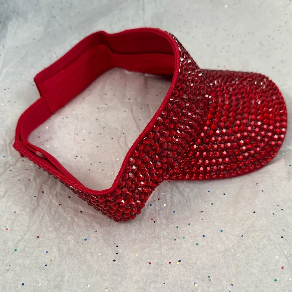 Red Rhinestone Visor nwot - Picture 4 of 5